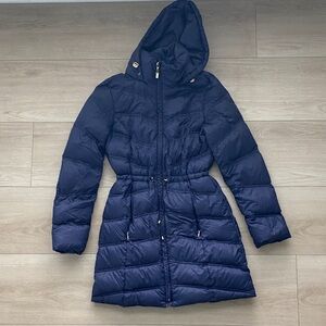 Ellen Tracy Dark Blue Hooded Puffer Jacket